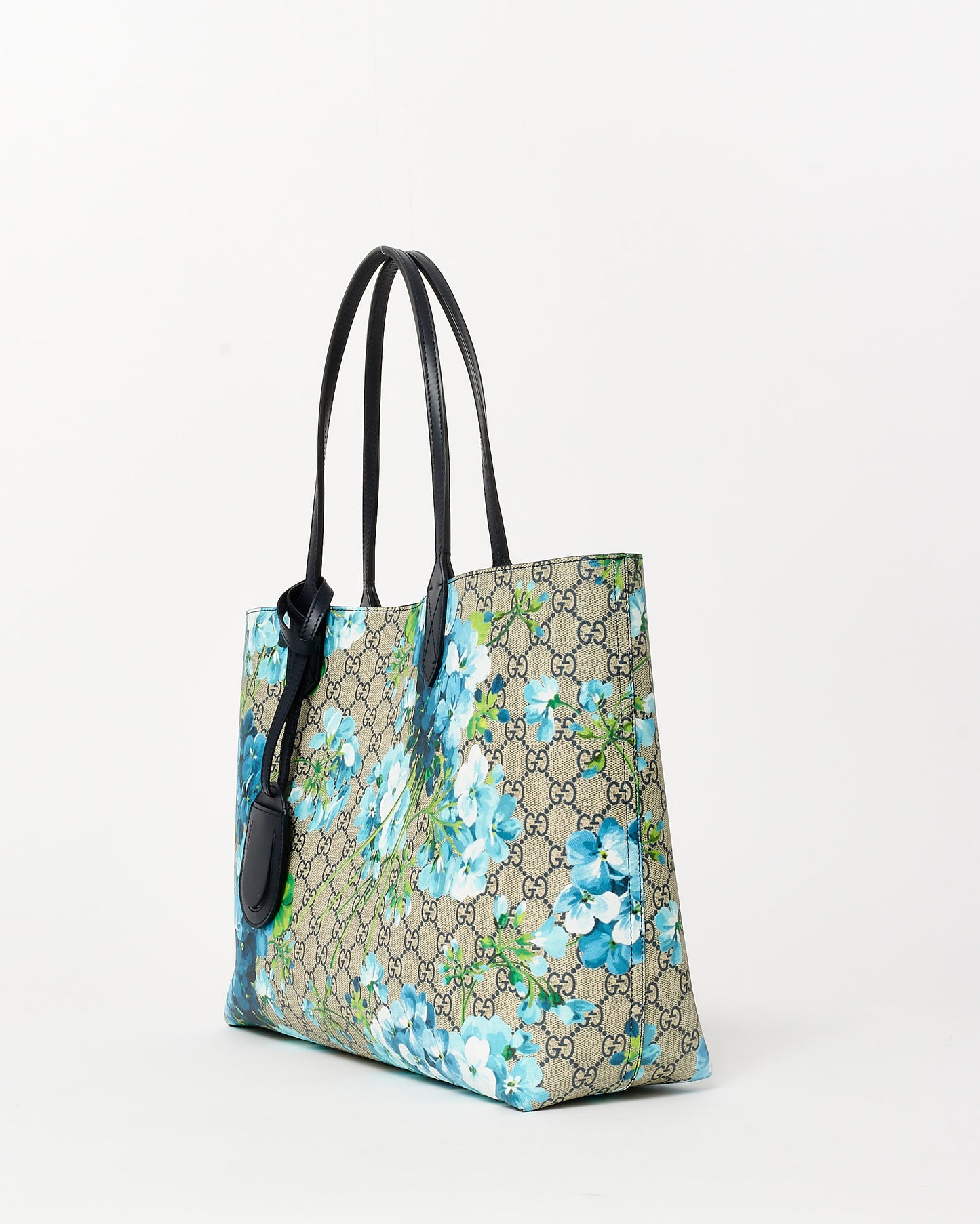 Gucci Monogram Coated Canvas & Blue Flower Reversible Tote Bag