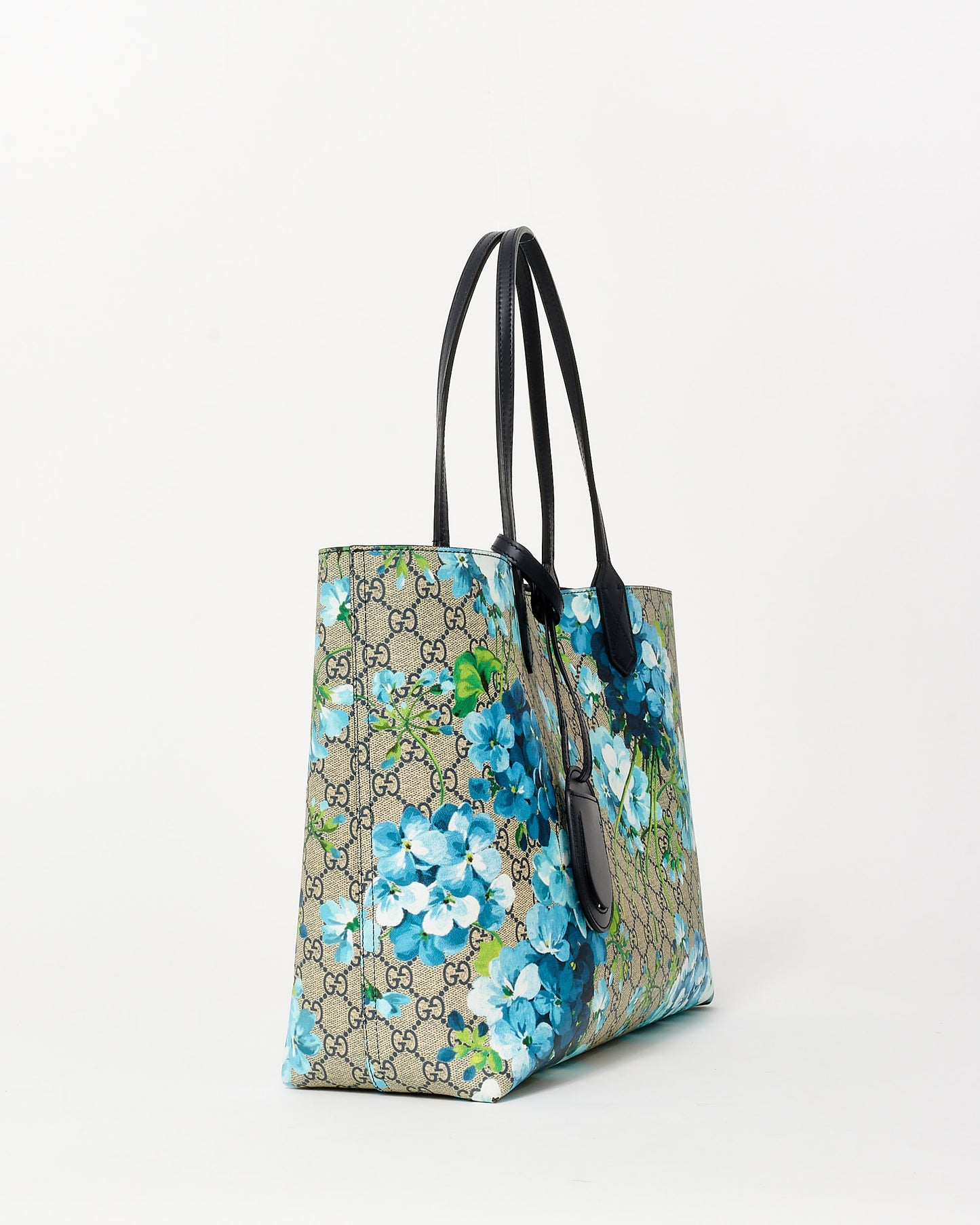 Gucci Monogram Coated Canvas & Blue Flower Reversible Tote Bag