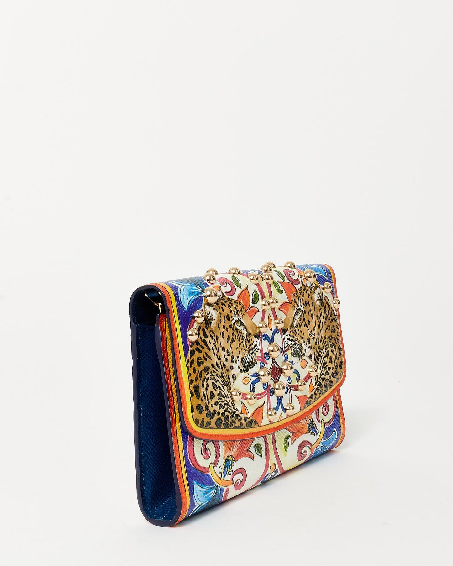 Dolce & Gabbana Leopard & Multi Color Coated Canvas Wallet On Chain