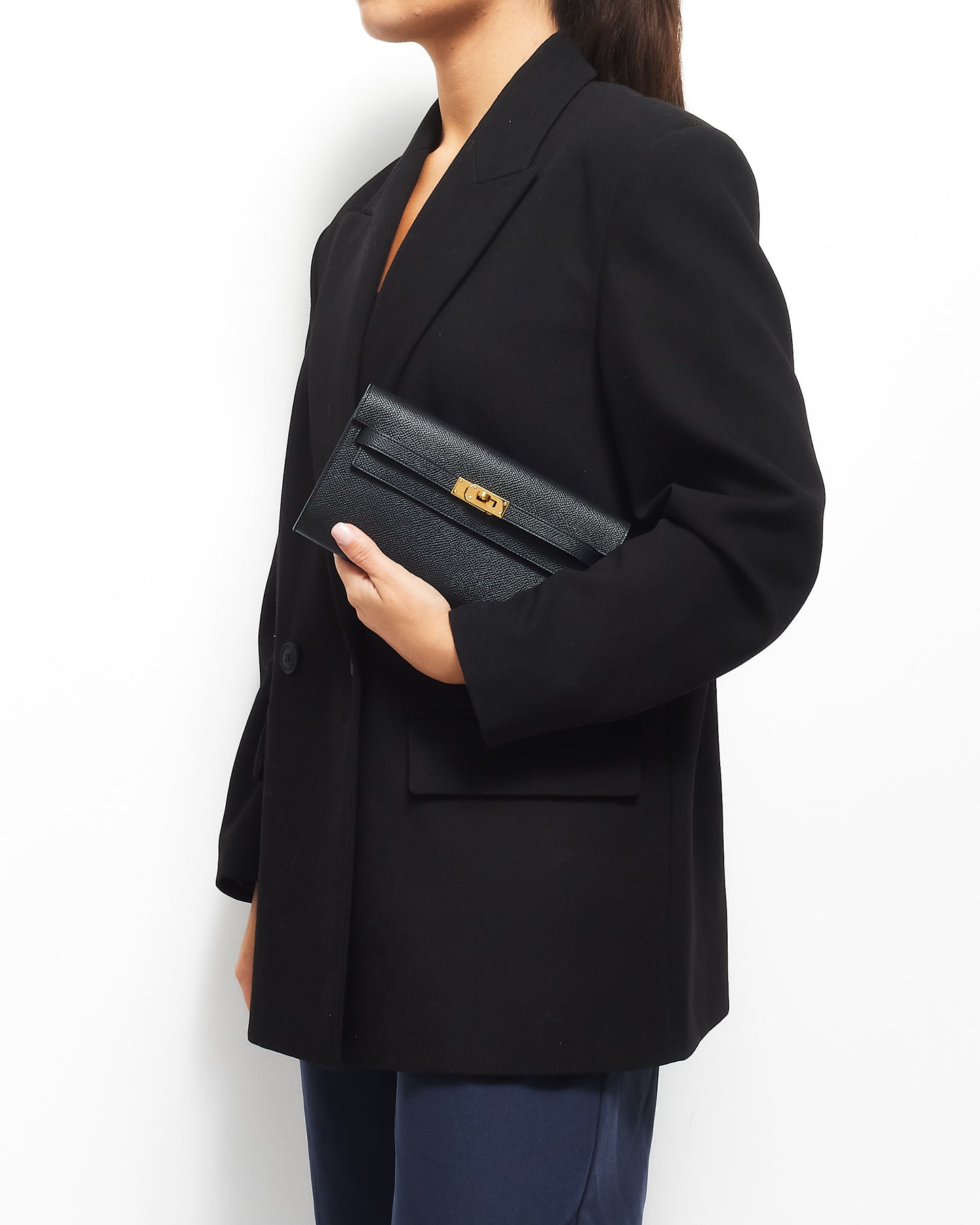 Hermès Black Leather GHW Kelly To Go Crossbody Bag