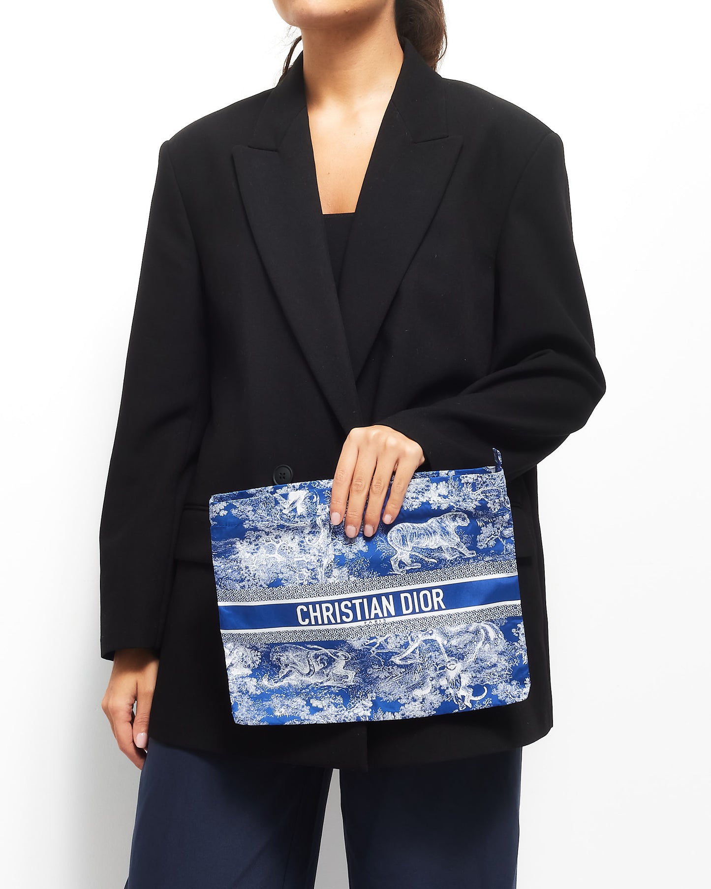 Dior Blue Toile De Jouy Logo Nylon Pouch