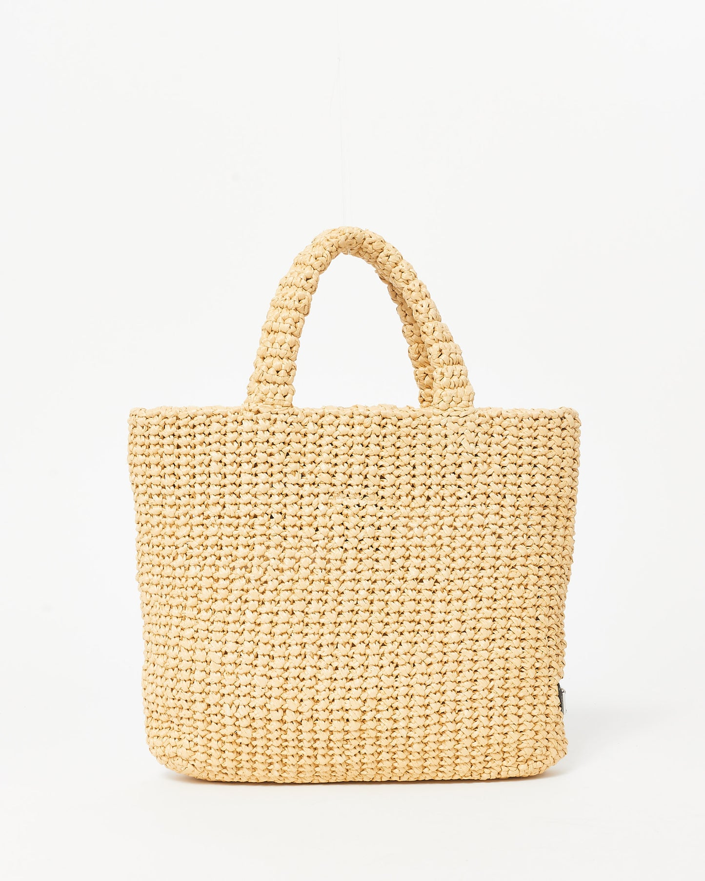 Prada Beige Logo Raffia Small Tote Bag