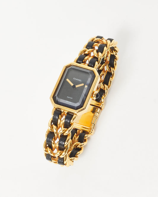 Chanel Gold & Black Leather Première Édition Watch - L