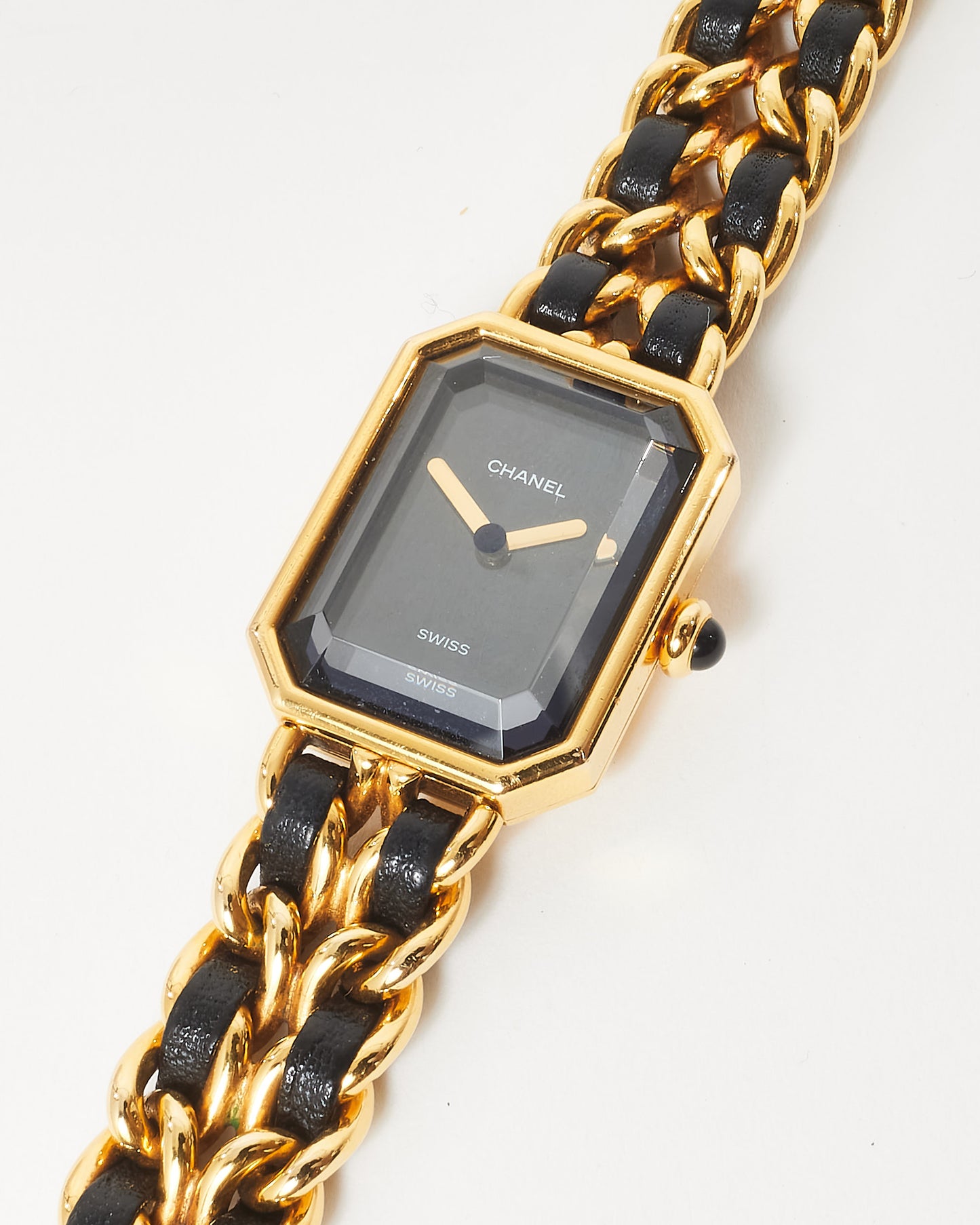 Chanel Gold & Black Leather Première Édition Watch - L