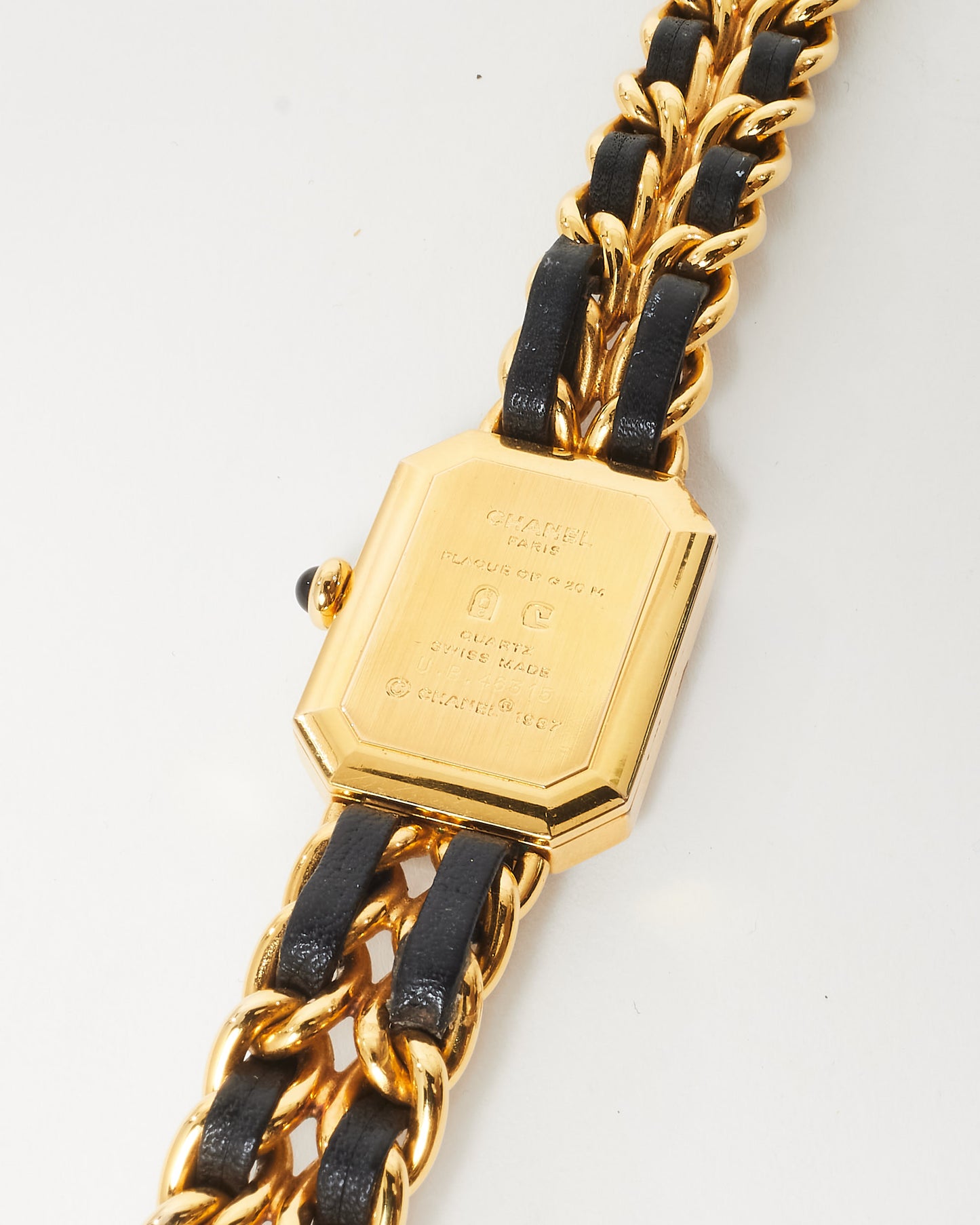 Chanel Gold & Black Leather Première Édition Watch - L