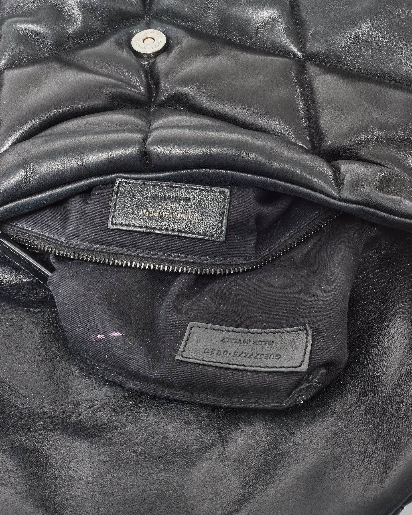 Saint Laurent Black On Black Leather Medium Puffer Shoulder Bag