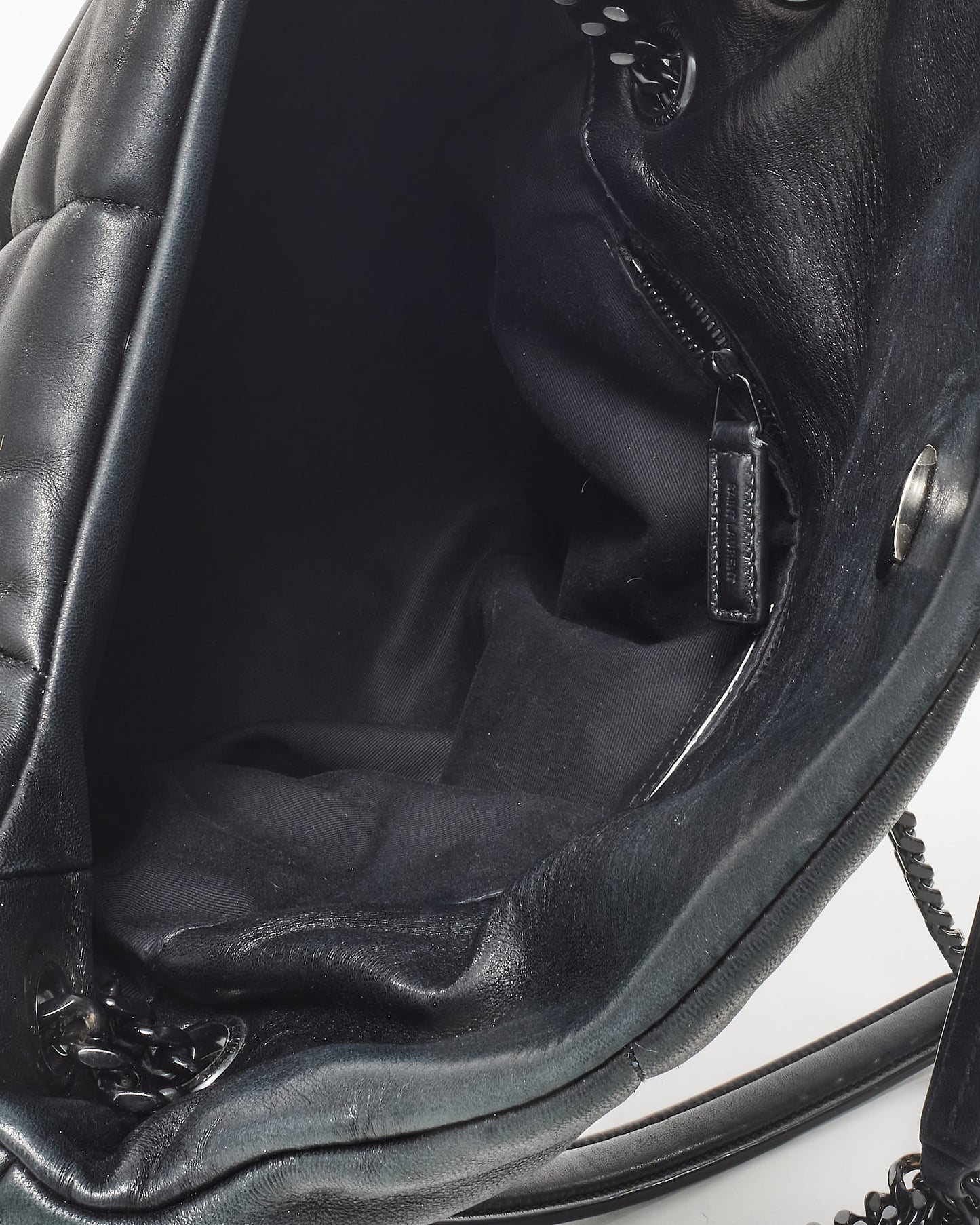 Saint Laurent Black On Black Leather Medium Puffer Shoulder Bag