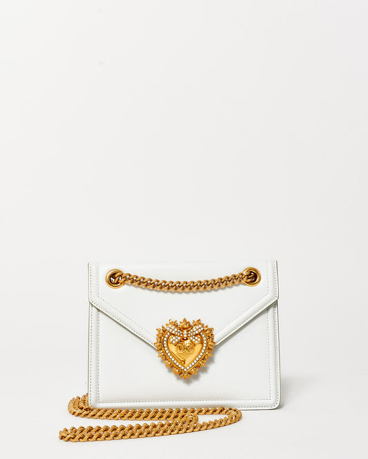 Dolce & Gabbana White Leather & Gold Devotion Bag