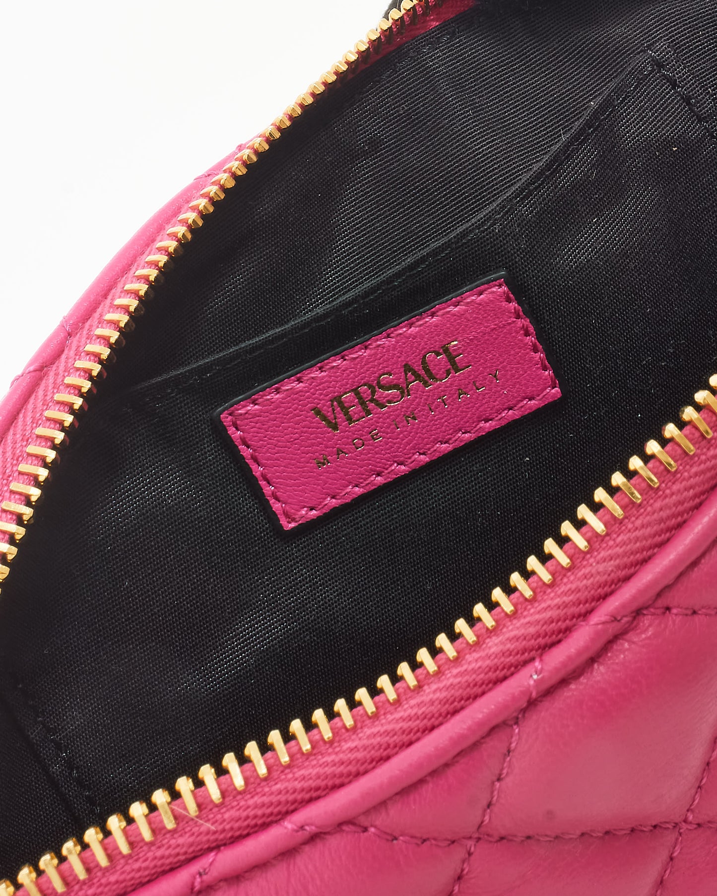 Versace Pink Leather & Gold Medusa Head Cylindrical Shoulder Bag