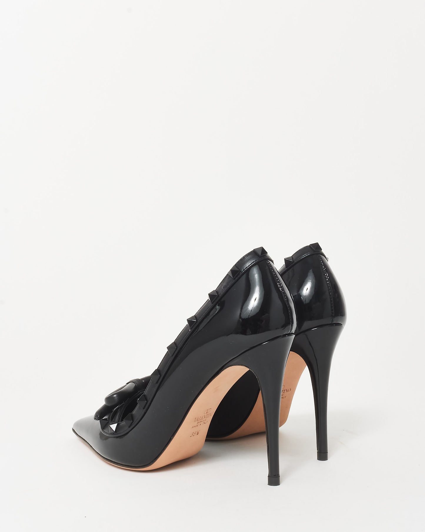 Valentino Black Patent Leather Rockstud Bow Pumps - 38.5