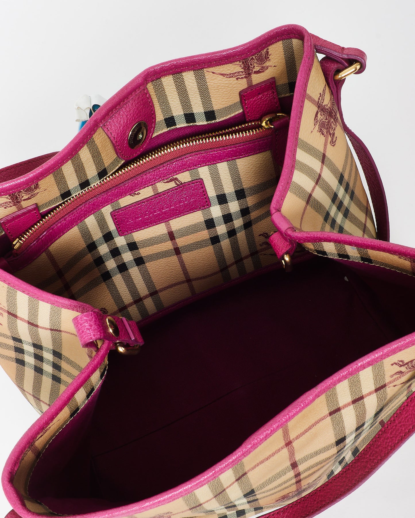 Burberry Haymarket Check Coated Canvas & Pink Canterbury Bag