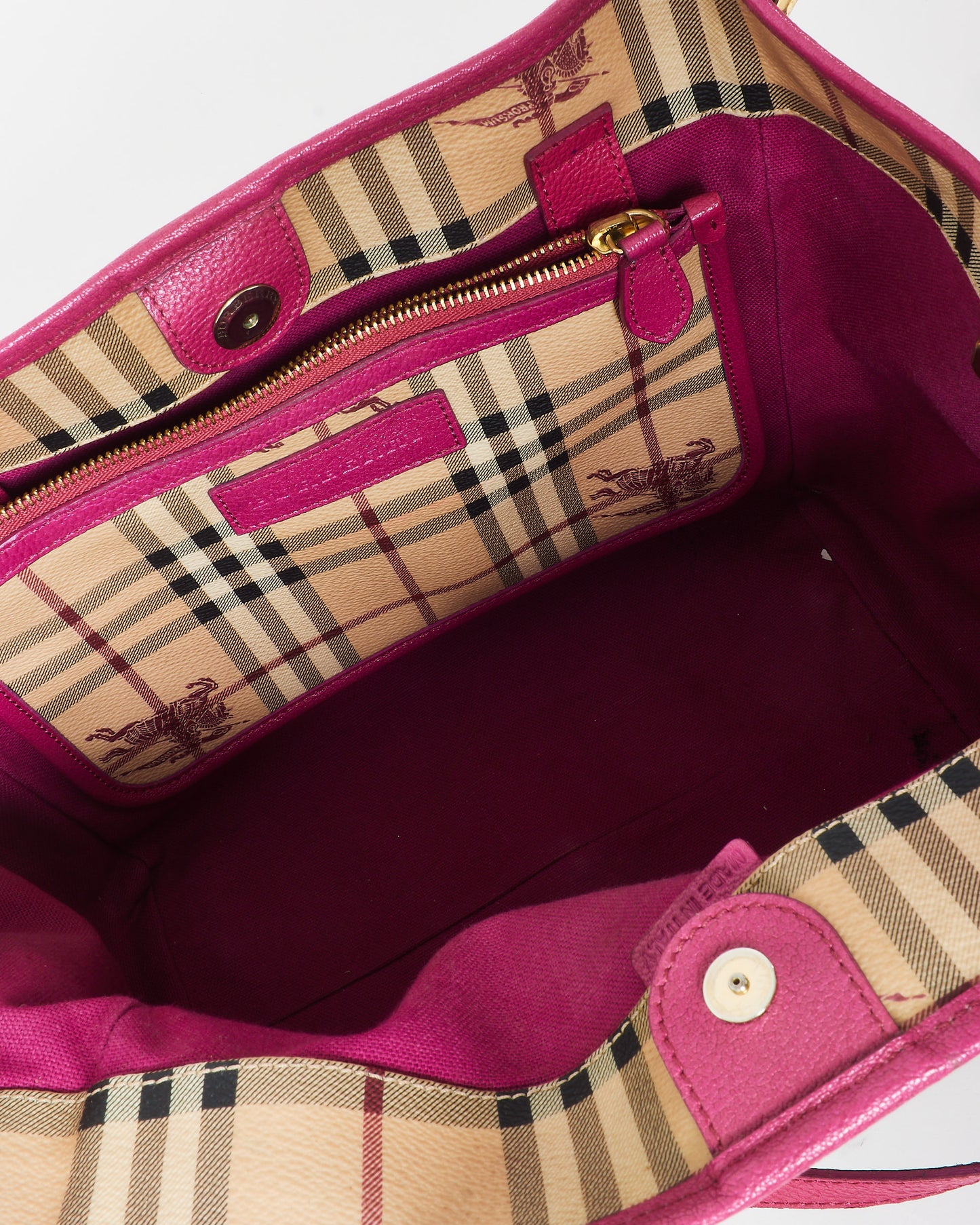 Burberry Haymarket Check Coated Canvas & Pink Canterbury Bag