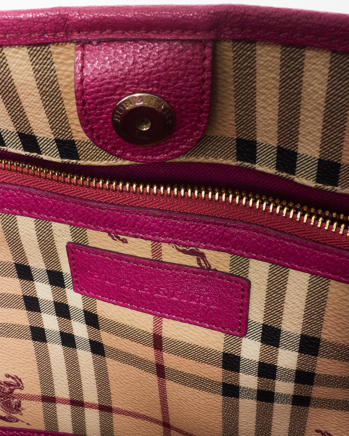 Burberry Haymarket Check Coated Canvas & Pink Canterbury Bag