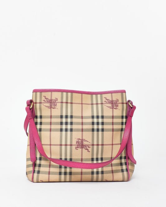 Burberry Haymarket Check Coated Canvas & Pink Canterbury Bag