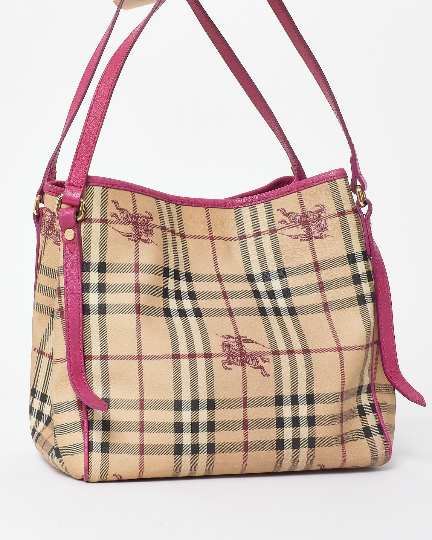 Burberry Haymarket Check Coated Canvas & Pink Canterbury Bag