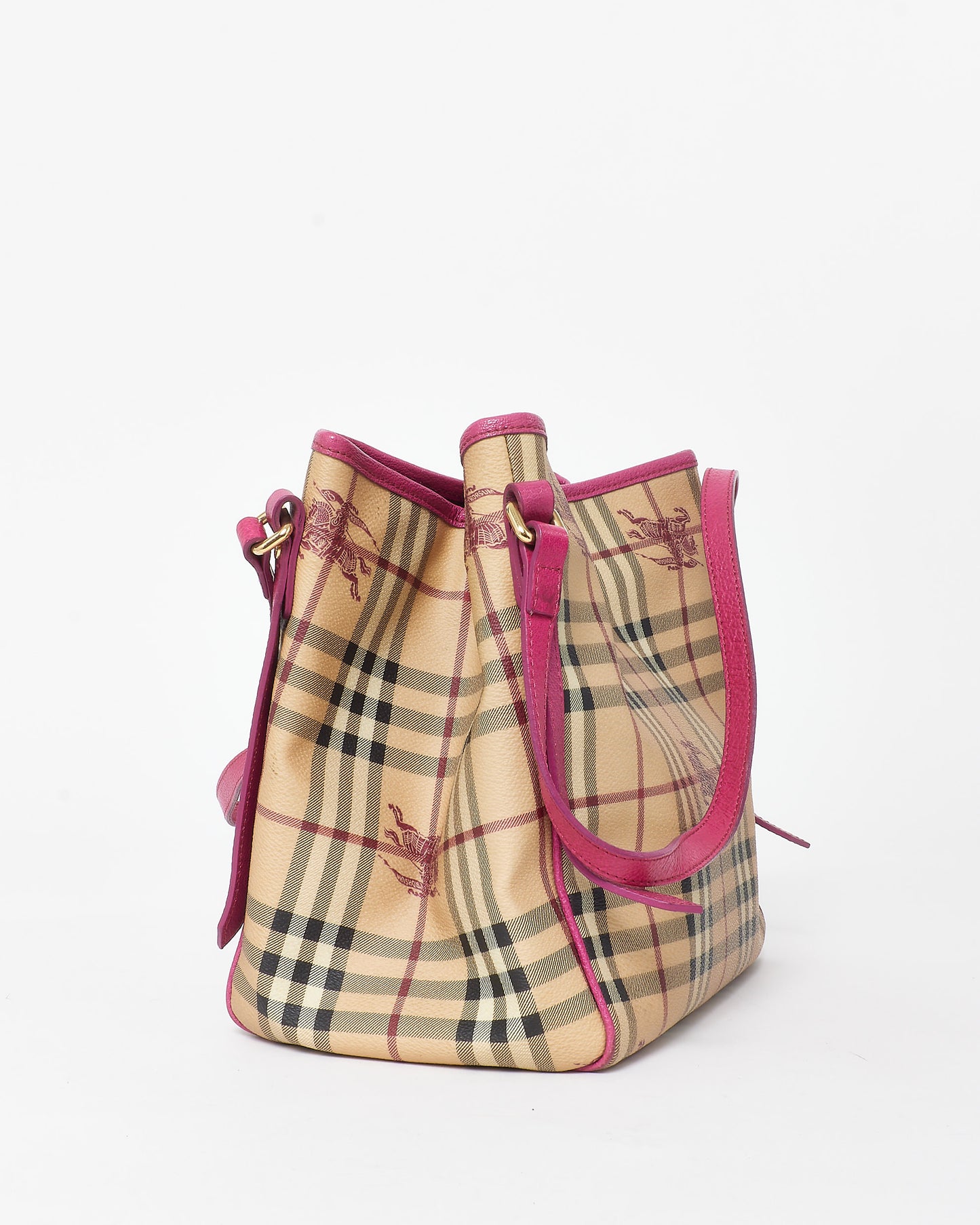 Burberry Haymarket Check Coated Canvas & Pink Canterbury Bag