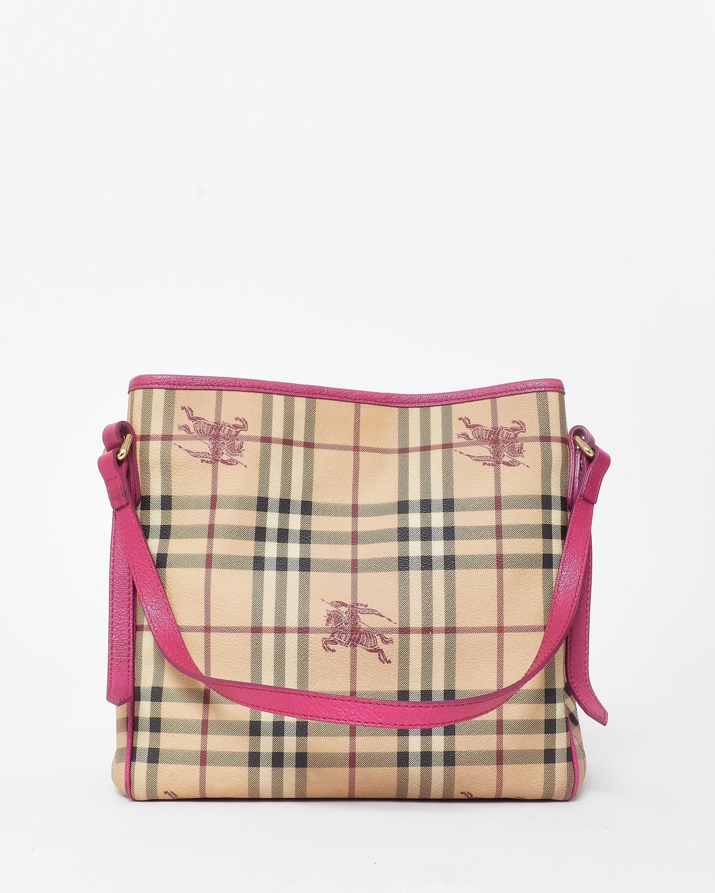 Burberry Haymarket Check Coated Canvas & Pink Canterbury Bag