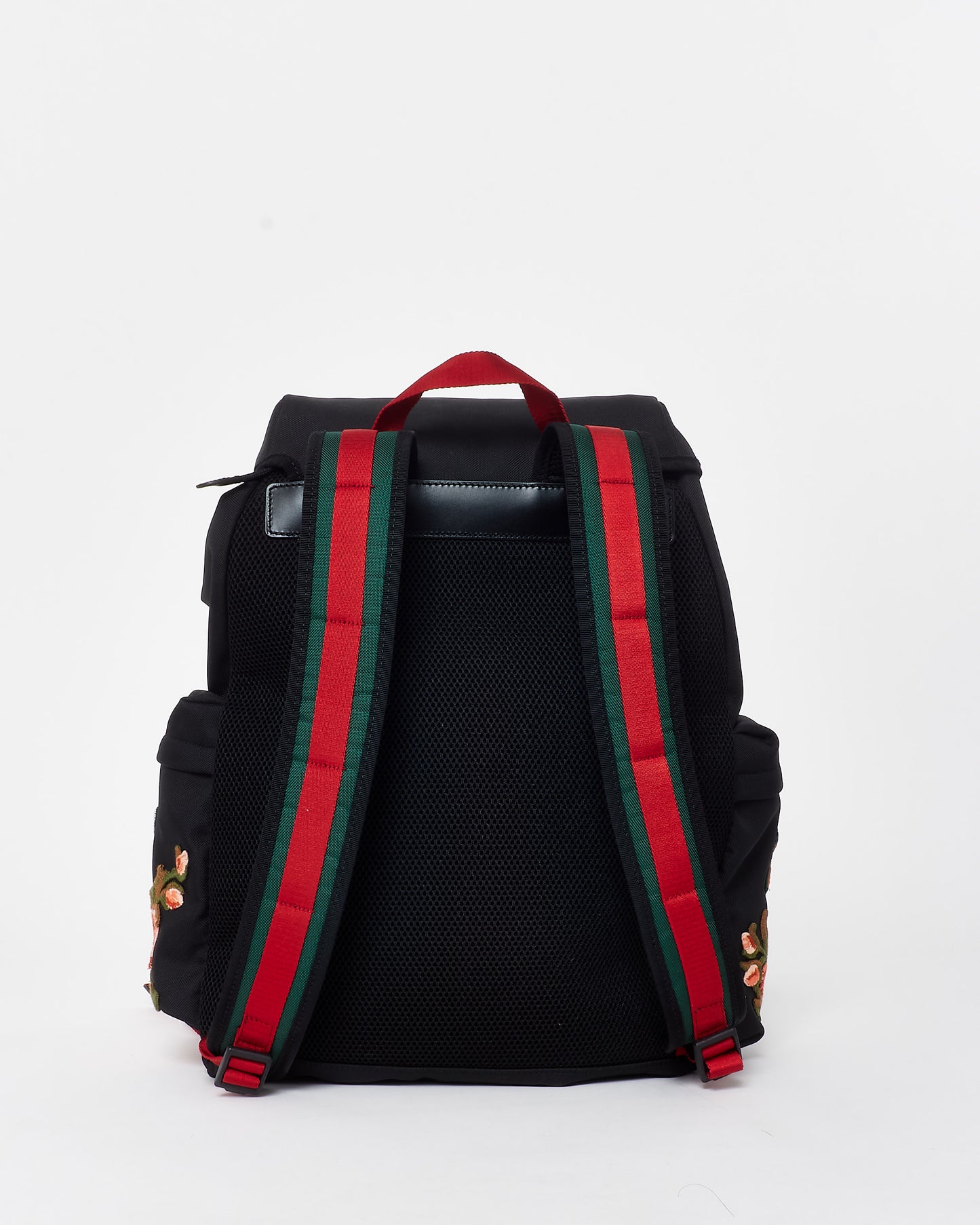 Gucci Black Canvas Embroidered Patch L'Aveugle Par Amour Buckle Backpack