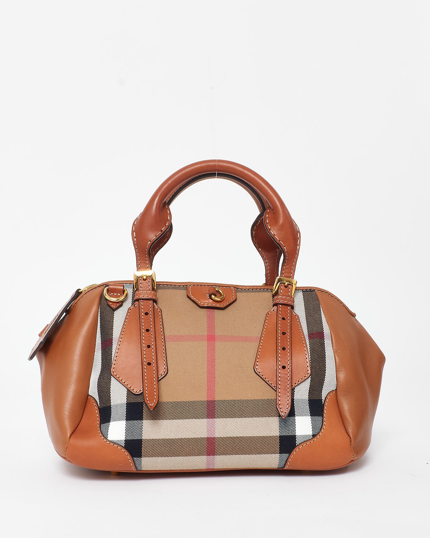 Burberry House Check Canvas & Brown Leather Blaze Bag