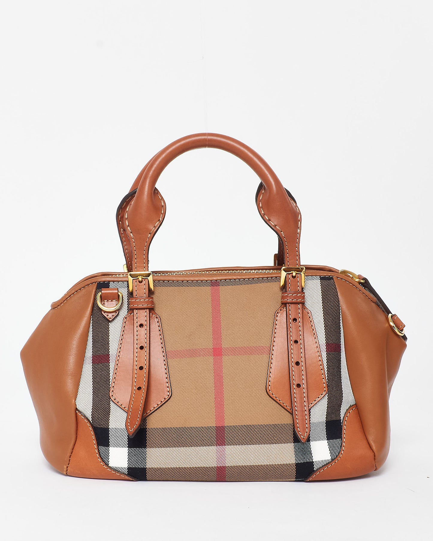 Burberry House Check Canvas & Brown Leather Blaze Bag