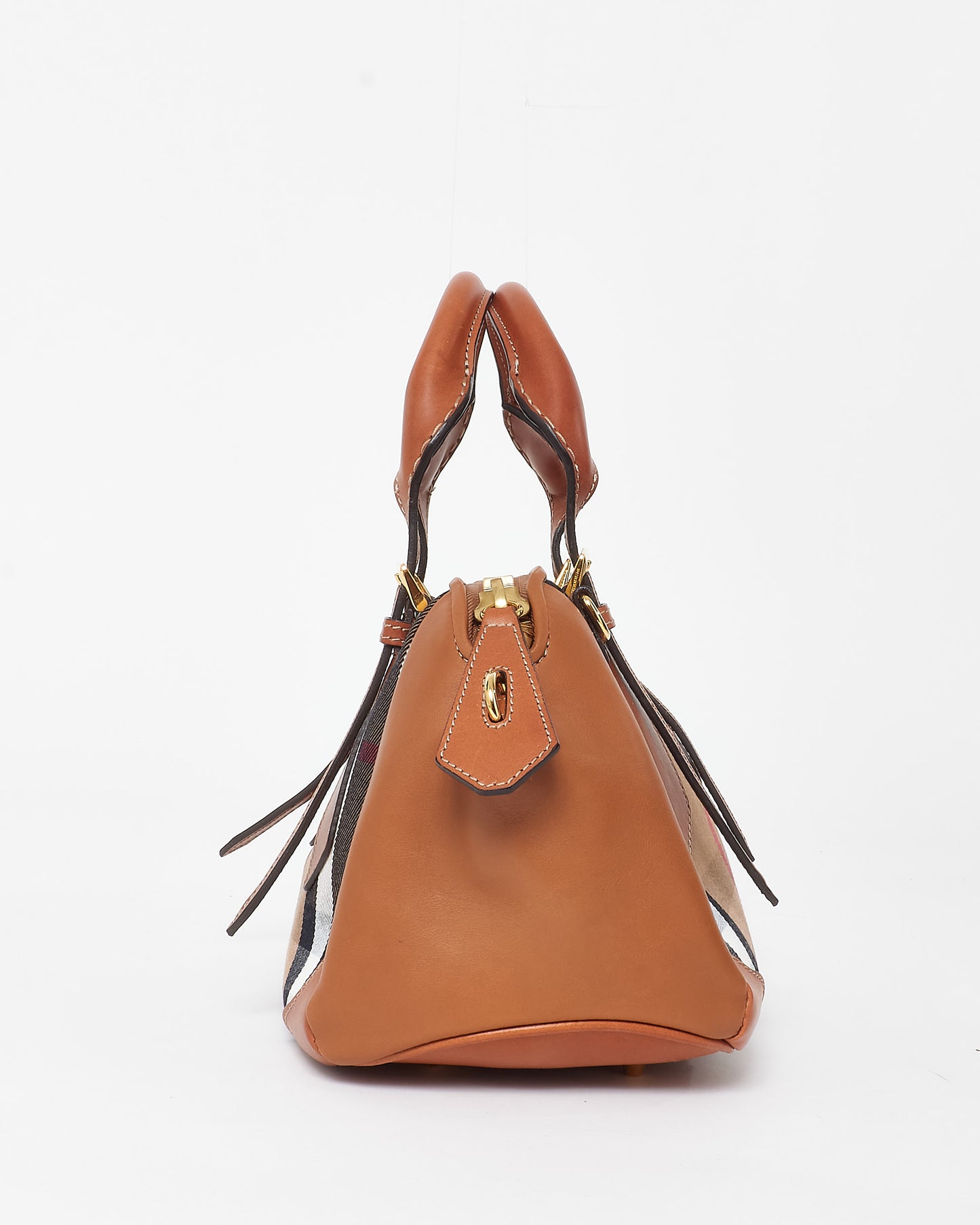 Burberry House Check Canvas & Brown Leather Blaze Bag