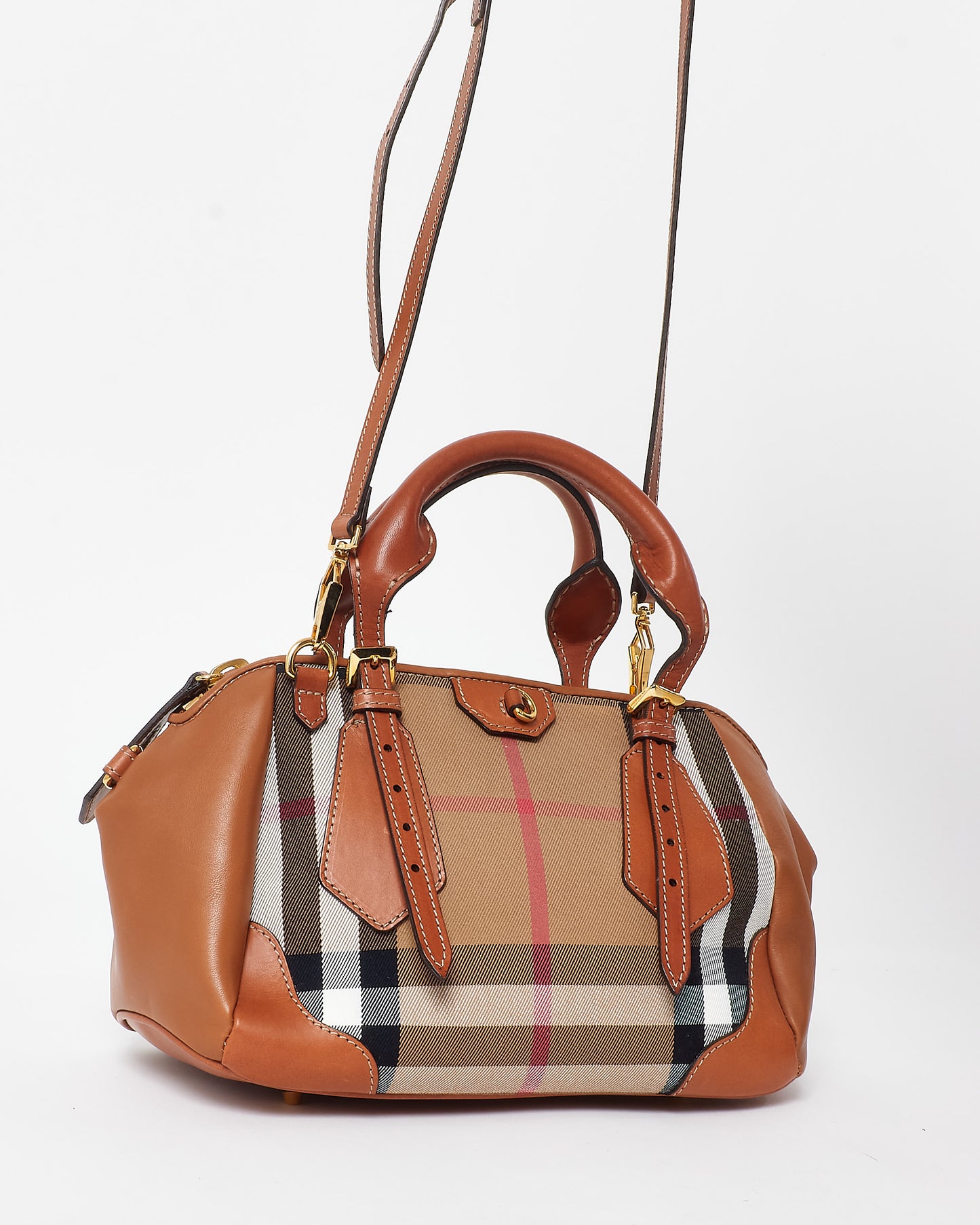 Burberry House Check Canvas & Brown Leather Blaze Bag