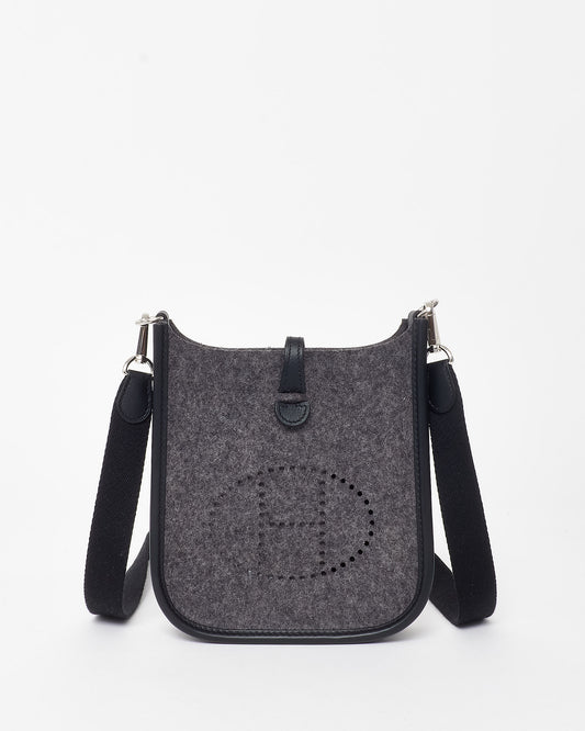 Hermès Grey Felt & Black Leather Evelyne TPM Crossbody Bag