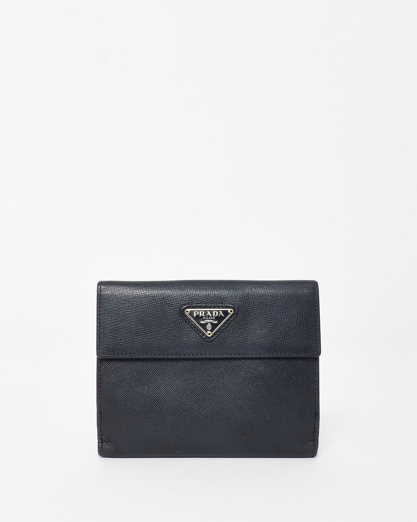 Prada Vintage Black Saffiano Leather Bifold Wallet