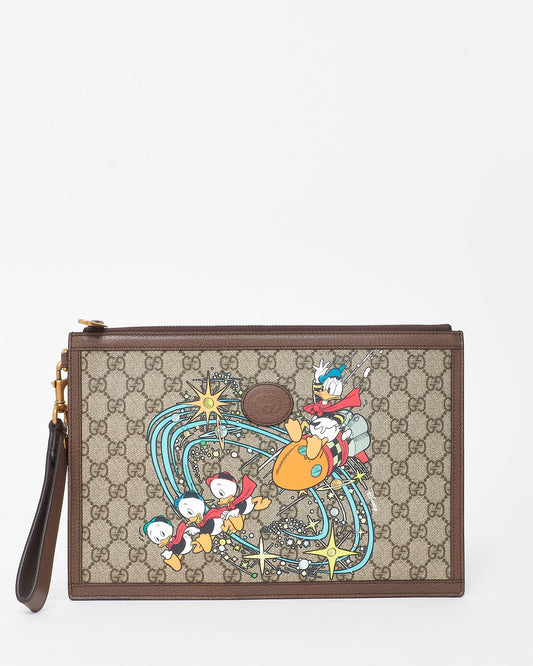 Gucci Monogram Coated Canvas Donald Duck Disney X Gucci Wristlet Clutch