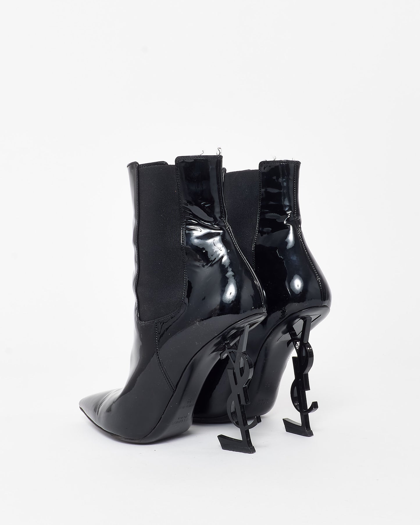 Saint Laurent Black Patent Leather Opyum Boots - 39