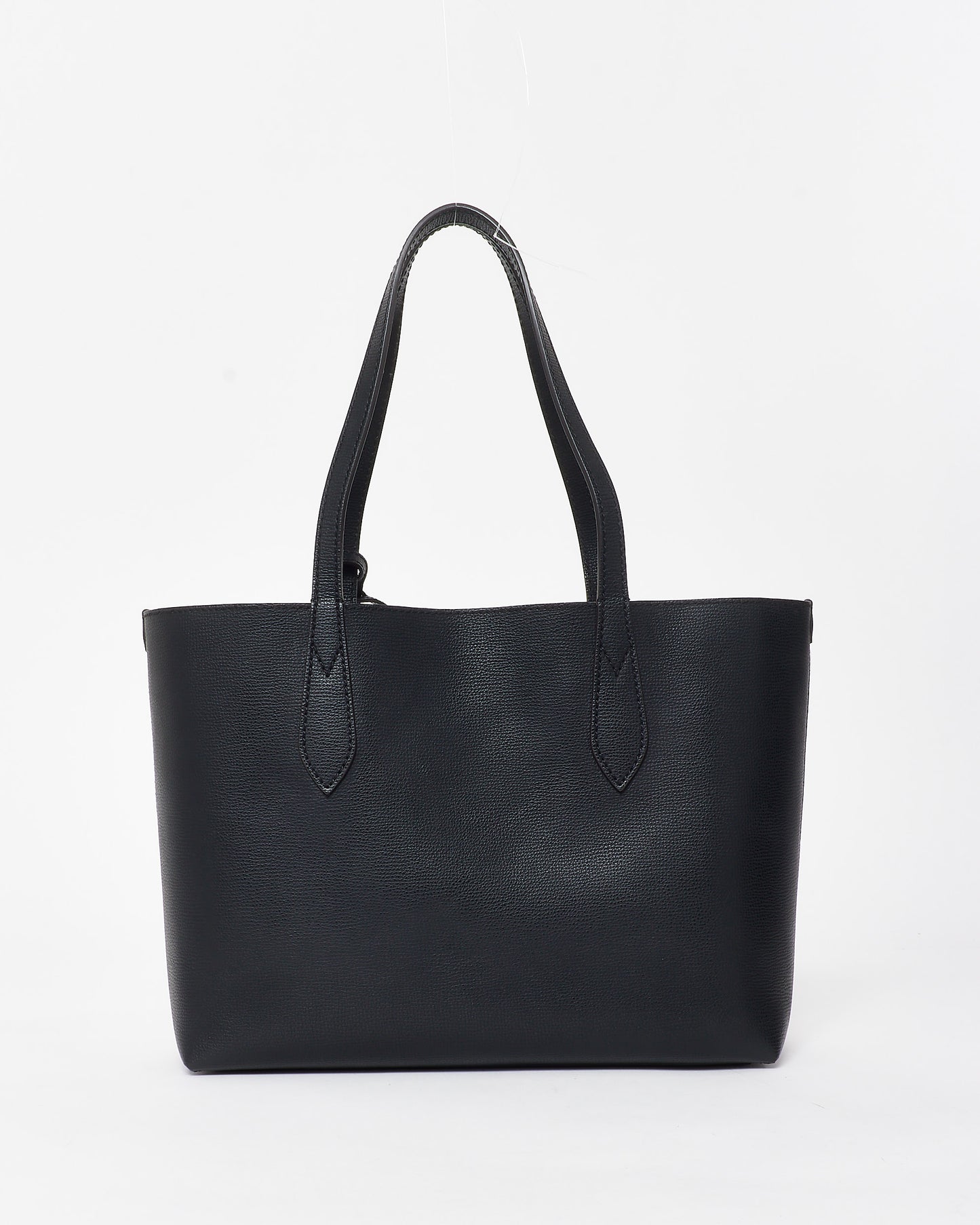 Burberry Black Leather & Check Canvas Reversible Tote Bag