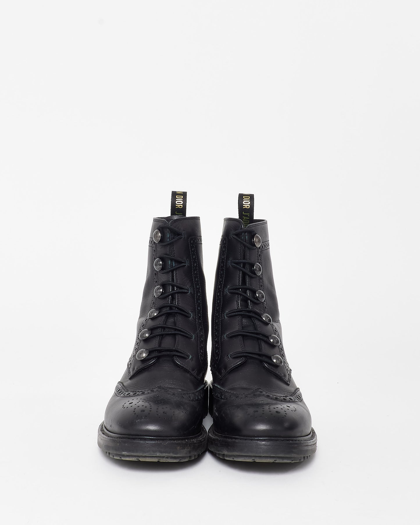 Dior Black Leather Diorunit Combat Boots - 38.5