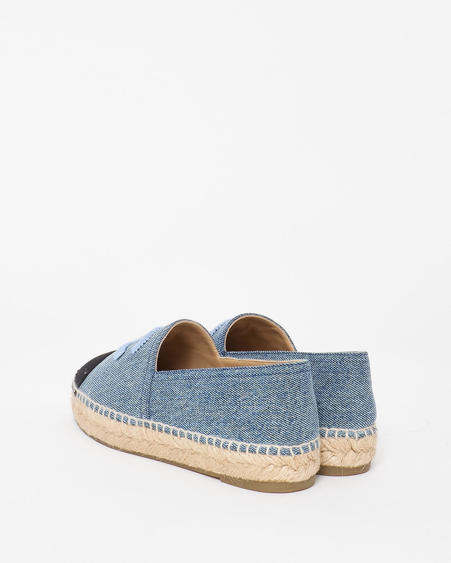 Chanel Blue Denim Logo Espadrilles - 37