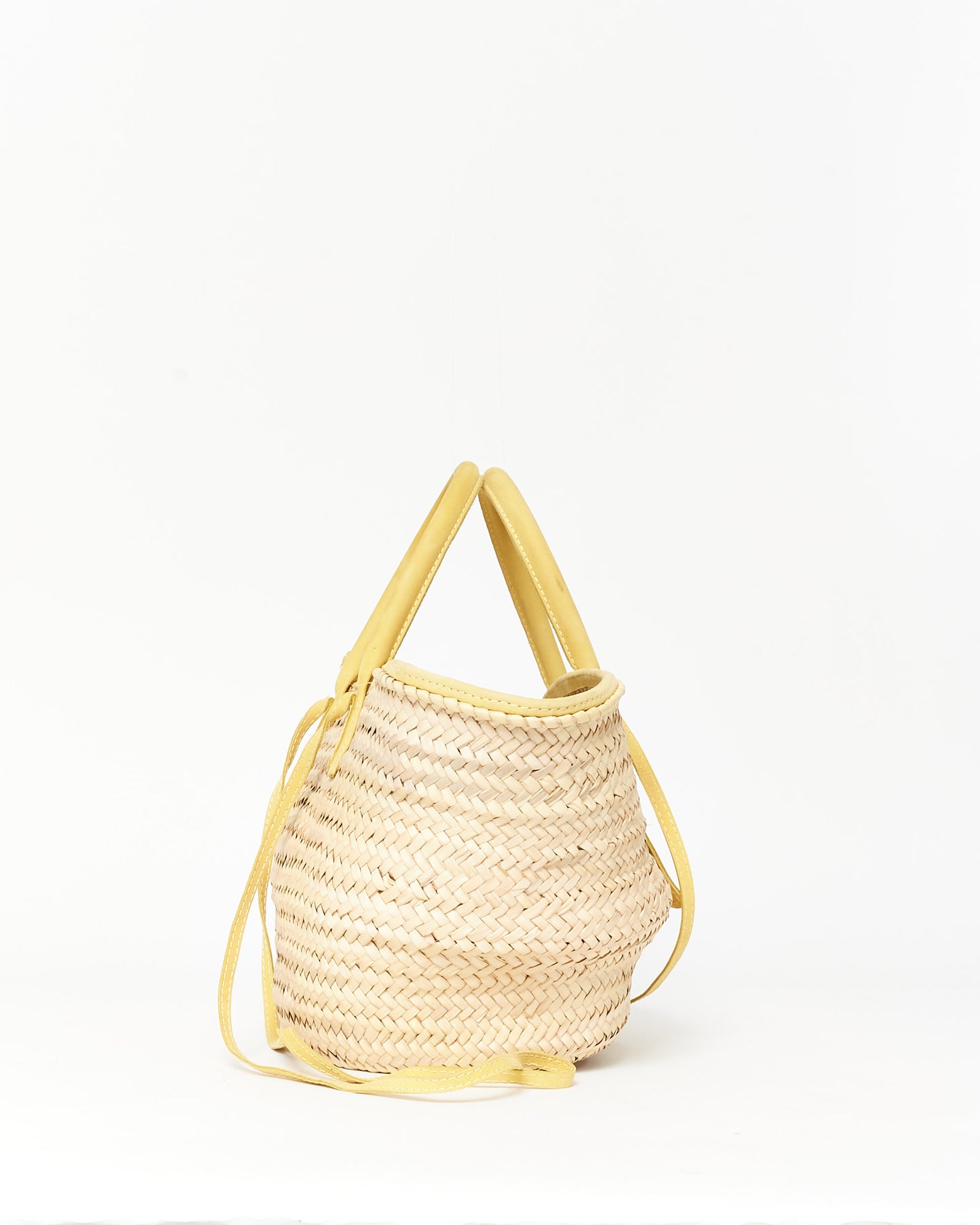 Jacquemus Beige & Yellow Straw 'Le Panier Soli' Tote