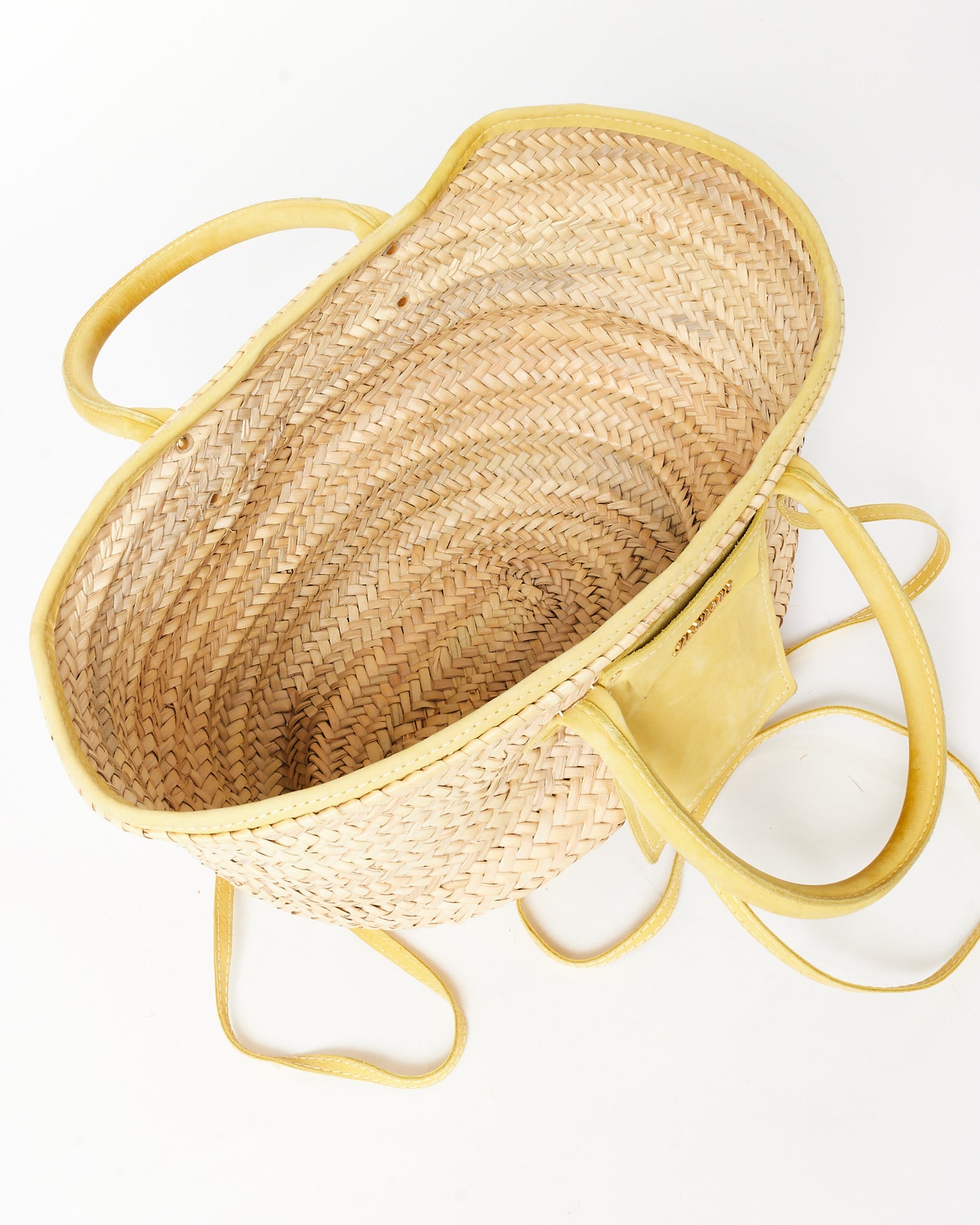 Jacquemus Beige & Yellow Straw 'Le Panier Soli' Tote