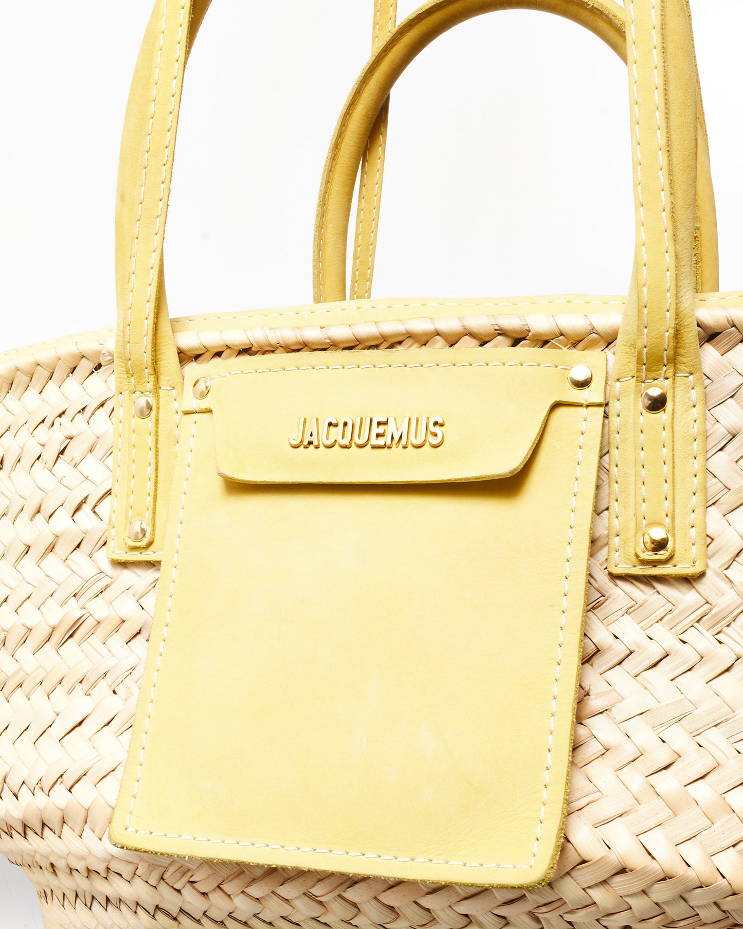 Jacquemus Beige & Yellow Straw 'Le Panier Soli' Tote