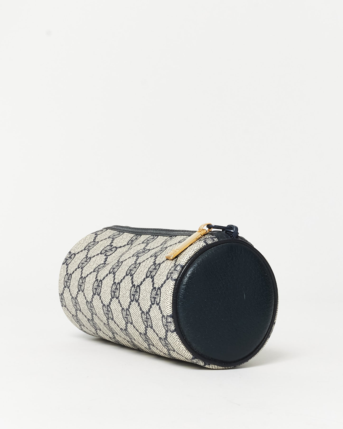 Gucci Vintage Beige & Navy Coated Canvas Cosmetic Pouch