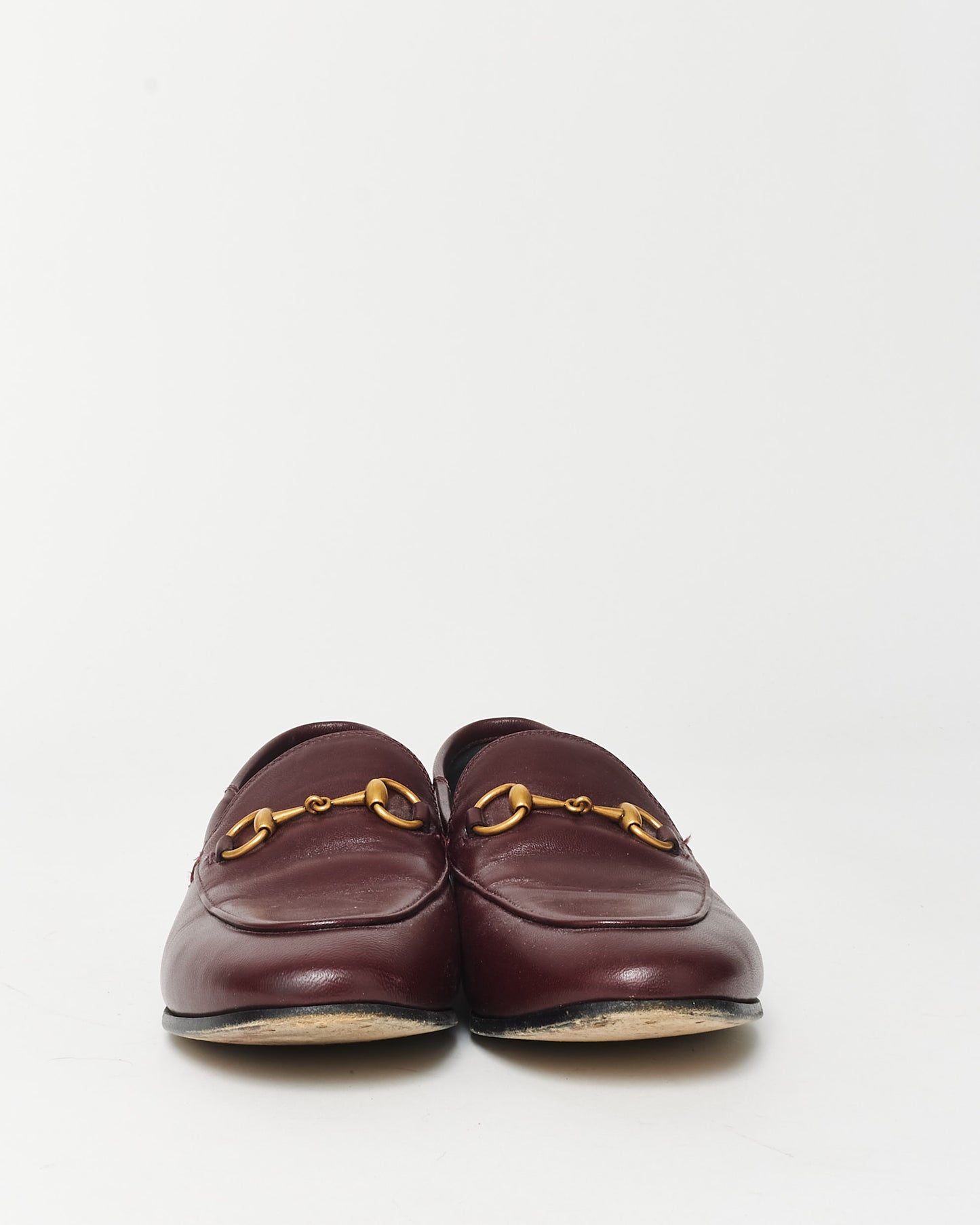 Gucci Burgundy Leather Brixton Horsebit Detail Loafers - 36