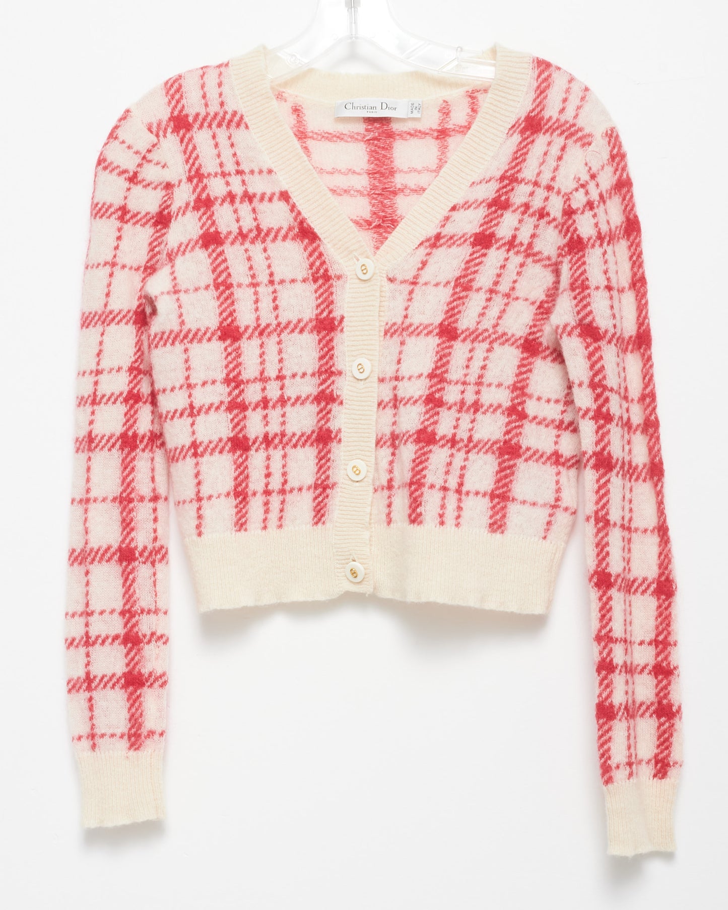 Dior White & Pink Plaid Cardigan & Dress Set - US 6