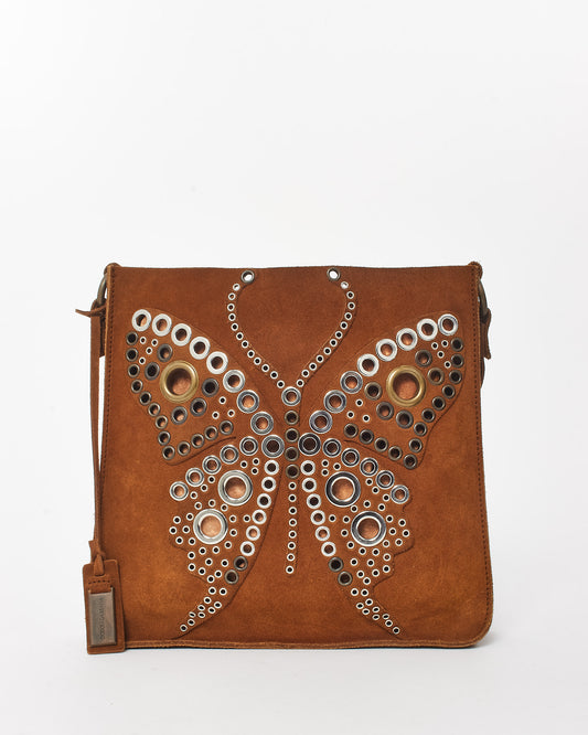 Dolce & Gabbana Vintage Brown Suede Butterfly Tote Bag