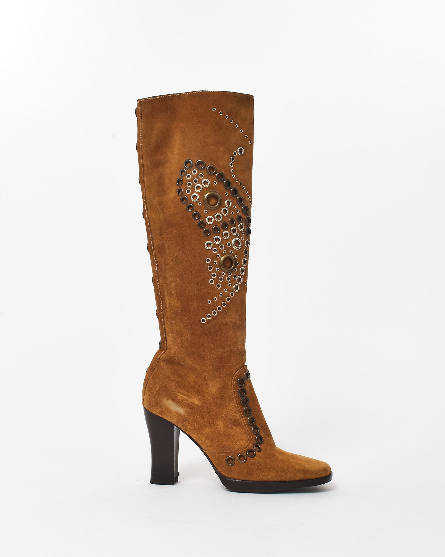 Dolce & Gabbana Brown Suede Butterfly Knee High Boots - 36