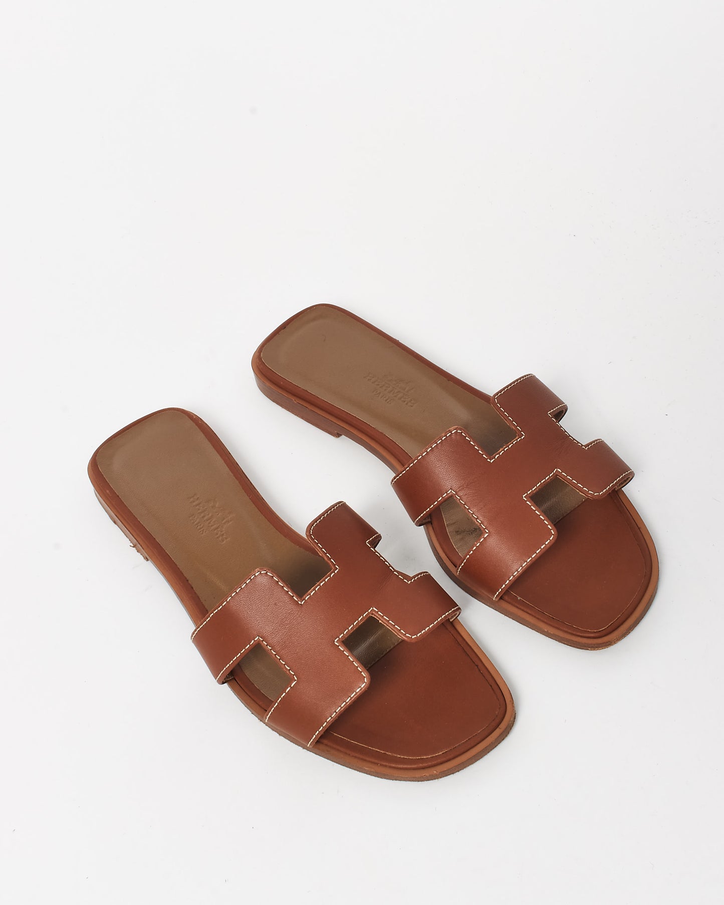 Hermès Gold (Tan) Leather Oran Sandals - 35