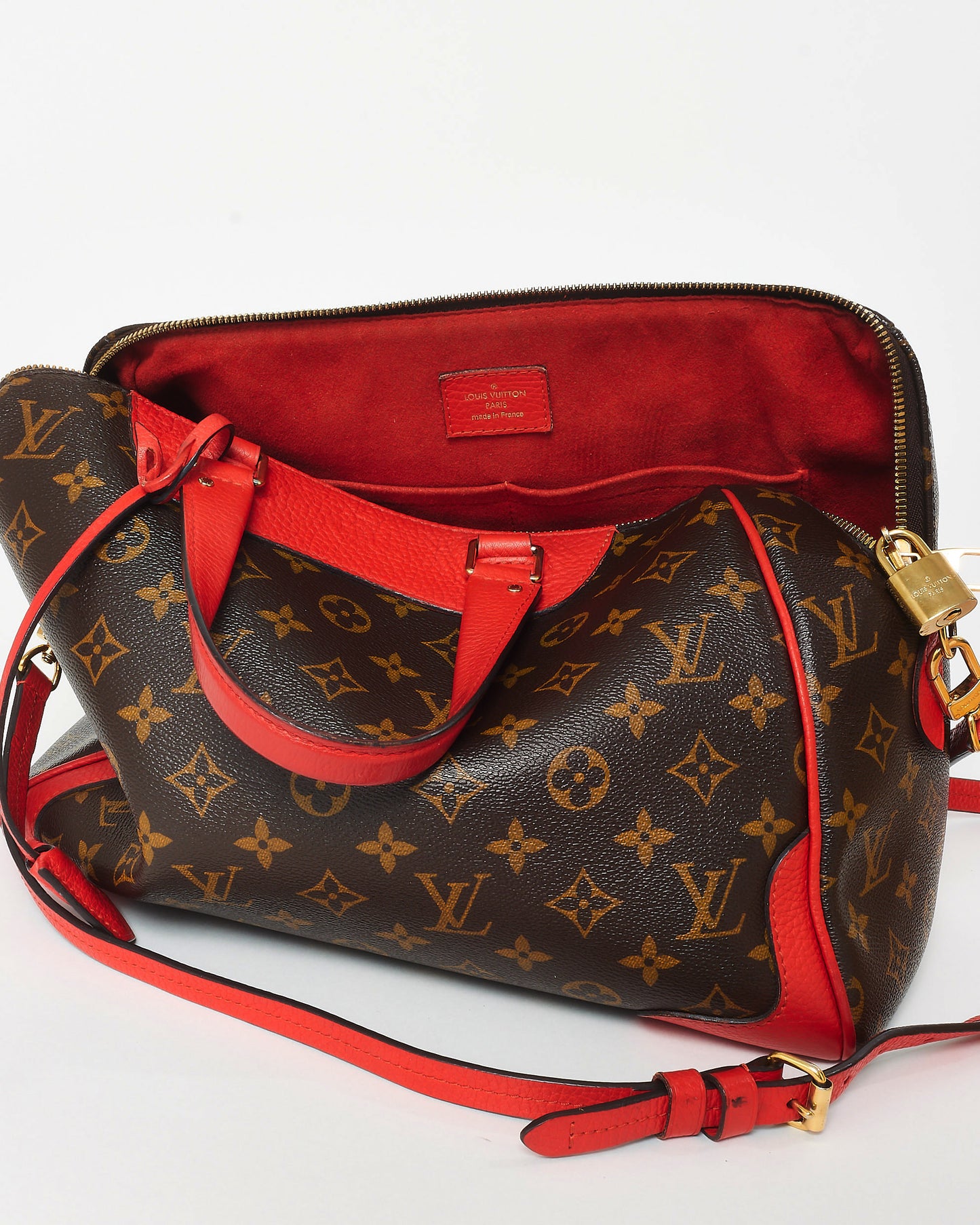 Louis Vuitton Monogram Coated Canvas & Red Retiro NM Bag