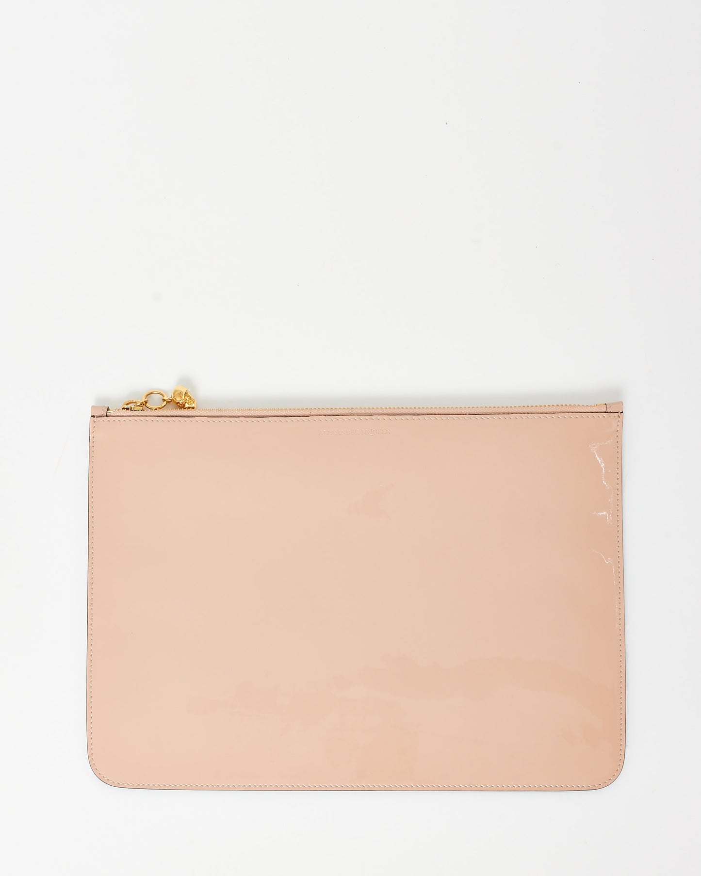 Alexander McQueen Beige Patent Leather Clutch Pouch