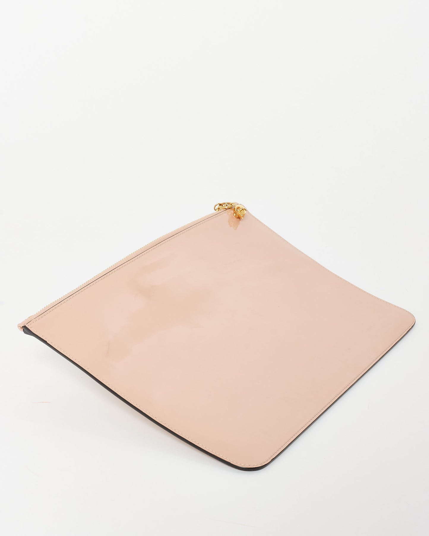 Alexander McQueen Beige Patent Leather Clutch Pouch