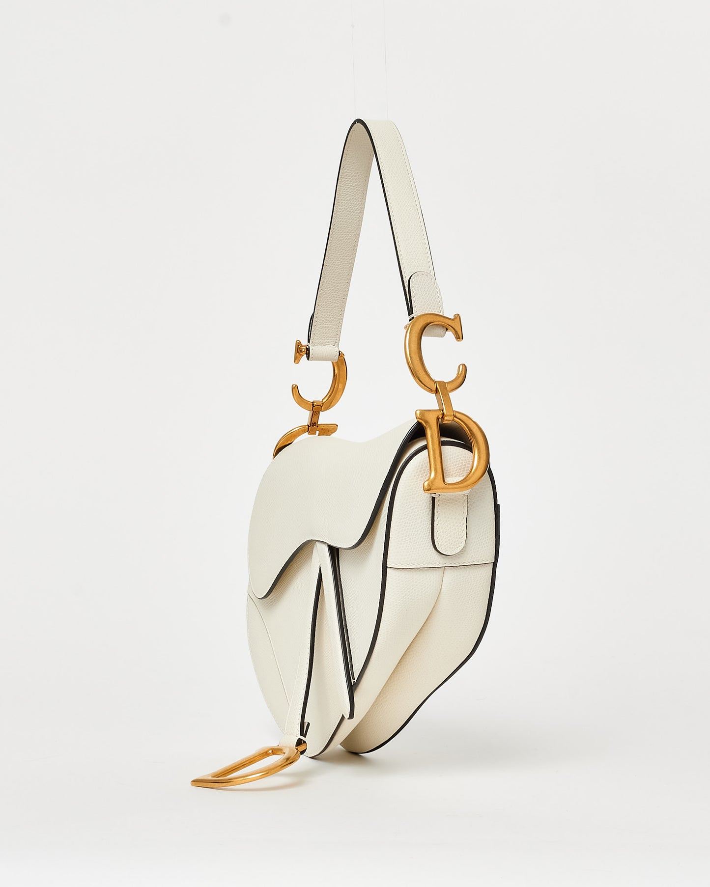 Dior Off White (Latte) Grained Leather Saddle Bag