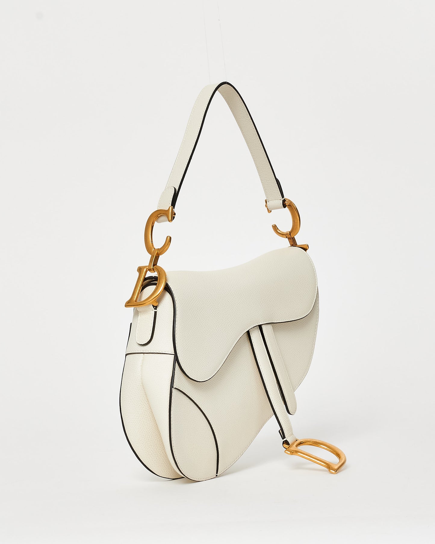 Dior Off White (Latte) Grained Leather Saddle Bag