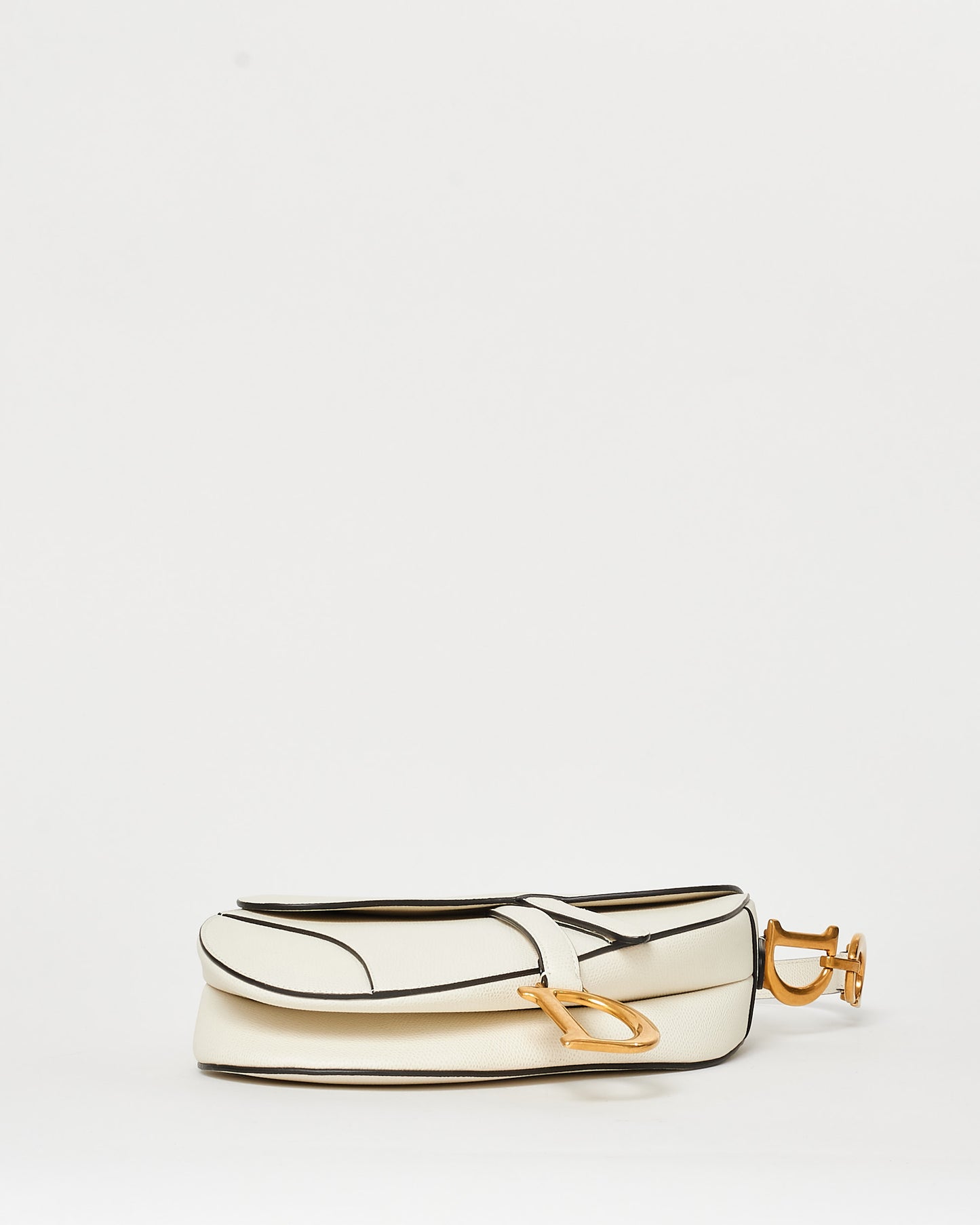 Dior Off White (Latte) Grained Leather Saddle Bag