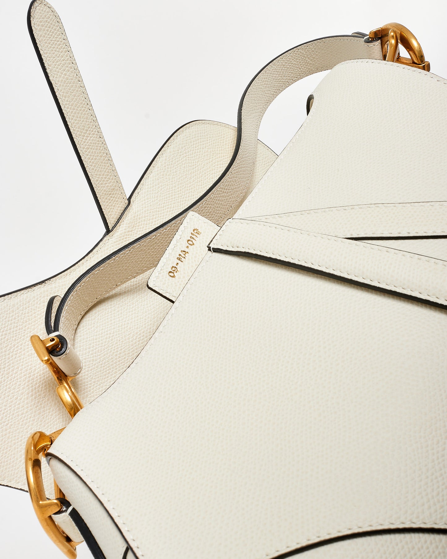 Dior Off White (Latte) Grained Leather Saddle Bag