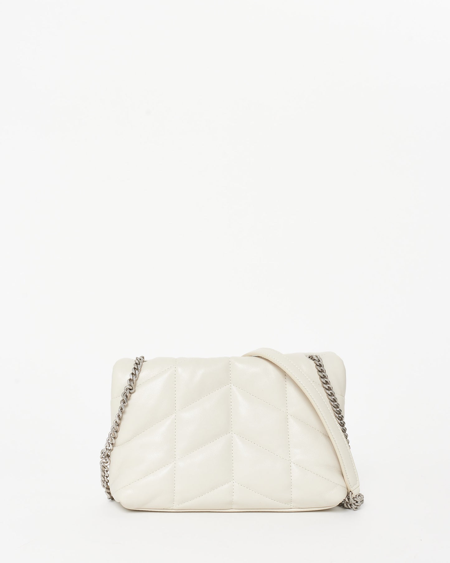 Saint Laurent Ivory White Leather Toy Puffer Crossbody Bag